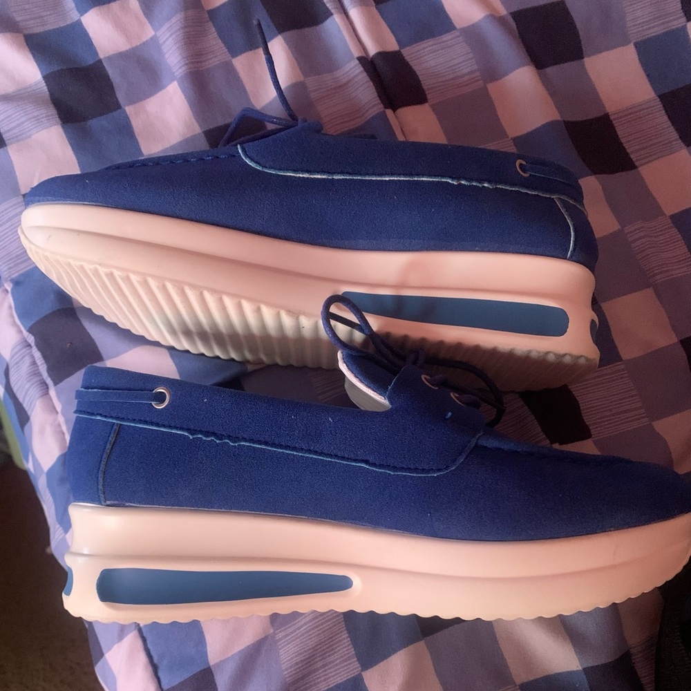 Suede Blue Platform Sneakers